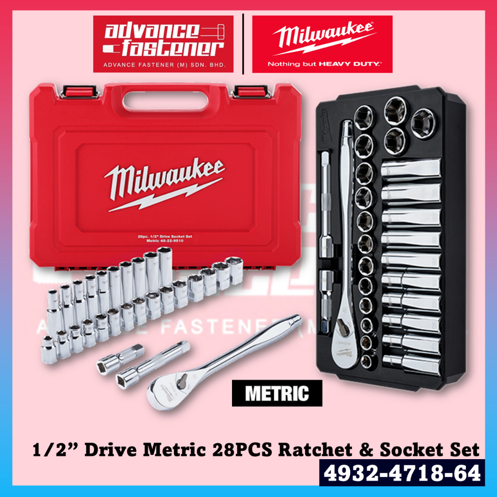 Milwaukee 4932-4718-64 ชุดวงล้อ และซ็อกเก็ต 1/2 นิ้ว 28 ชิ้น | Shopee ...