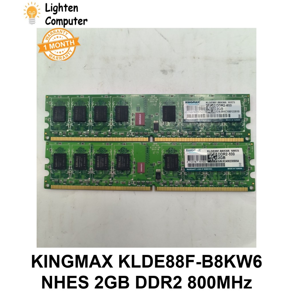 【USED】ชุดหน่วยความจํา Kingmax 2GB KLDE88F-B8KW6 NHES 2GB DDR2 800MHz ...