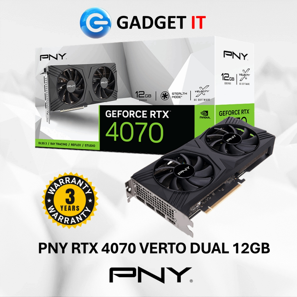 PNY GEFORCE RTX 4070 12GB VERTO พัดลมคู่ DESKTOP กราฟิกการ์ด GPU ...