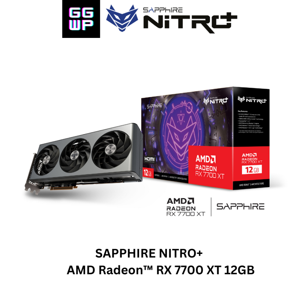 Sapphire Nitro + AMD Radeon RX 7700 XT 12GB GDDR6 กราฟิกการ ์ ด GPU ...