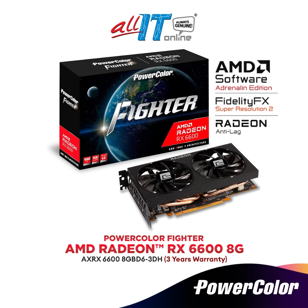 Powercolor Fighter AMD RadeonTM RX 6600 8GB GDDR6 กราฟิกการ์ด AXRX 6600 ...