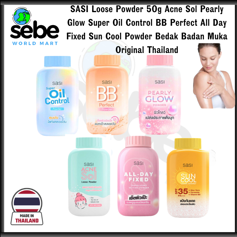 Sasi Loose Powder 50g Acne Sol Pearly Glow Super Oil Control BB Perfect ...