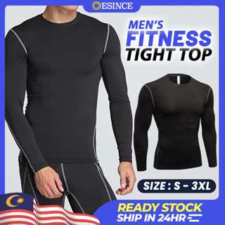Desince ผู้ชาย ฟิตเนส ยอดนิยม เสื้อกีฬา ผู้ชาย ยิม ออกกําลังกาย เสื้อแขนยาว Baju Sukan Lelaki MT 061