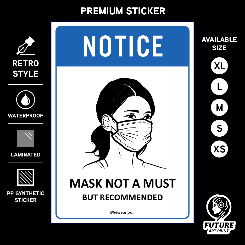 Notice Mask ไม่ต้องใช้ แต่แนะนํา ป้ายสติกเกอร์พรีเมี่ยม สวมหน้ากาก ...
