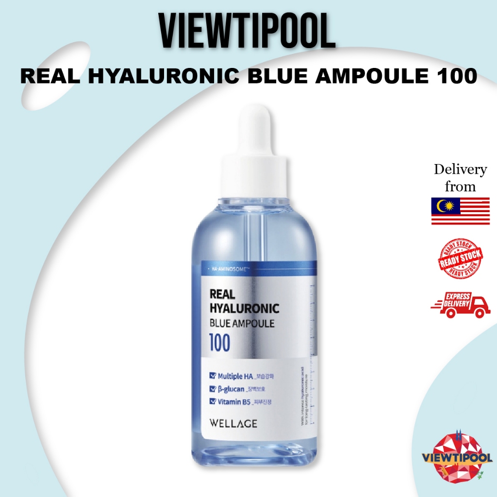 Wellage Real Hyaluronic Blue 100 Ampoule 60ml - หลาย HA, β-Glucan ...