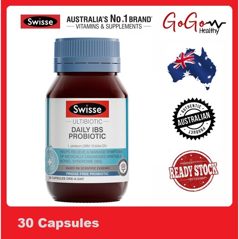 Swisse Ultibiotic Daily IBS Probiotic 30 แคปซูล (EXP MAR 2026) | Shopee ...