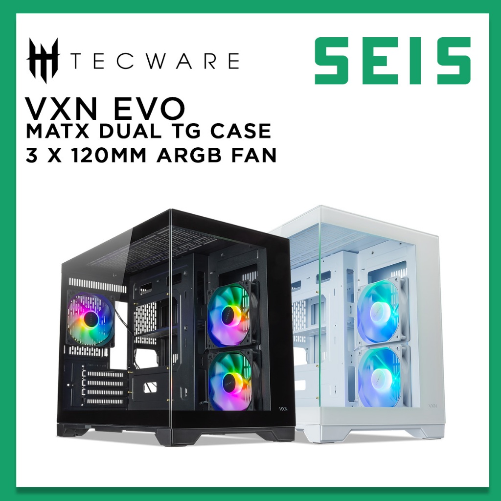 Tecware VXN EVO TG ARGB Compact Dual Chamber MATX Casing ( BLACK ...