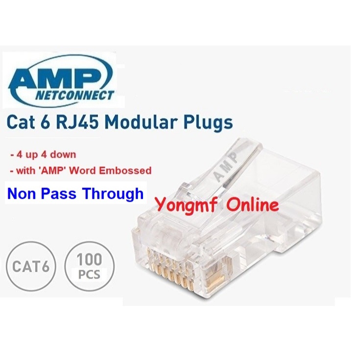 Amp Tyco RJ45 CAT6 8P8C Modular Plug Network Lan Connector (100 ชิ้น ...