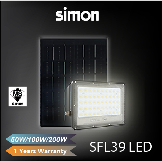 รับประกัน 1 ปี SIMON SFL39 ไฟ LED น ้ ําท ่ วมพลังงานแสงอาทิตย ์ 50W ...