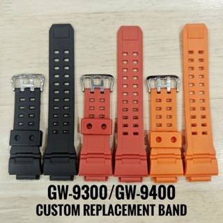 Fit CUSTOM GW-9400 อะไหล่สายนาฬิกาข้อมือ ยาง PU คุณภาพสูง สีดํา. ฟรีเครื่องมือ