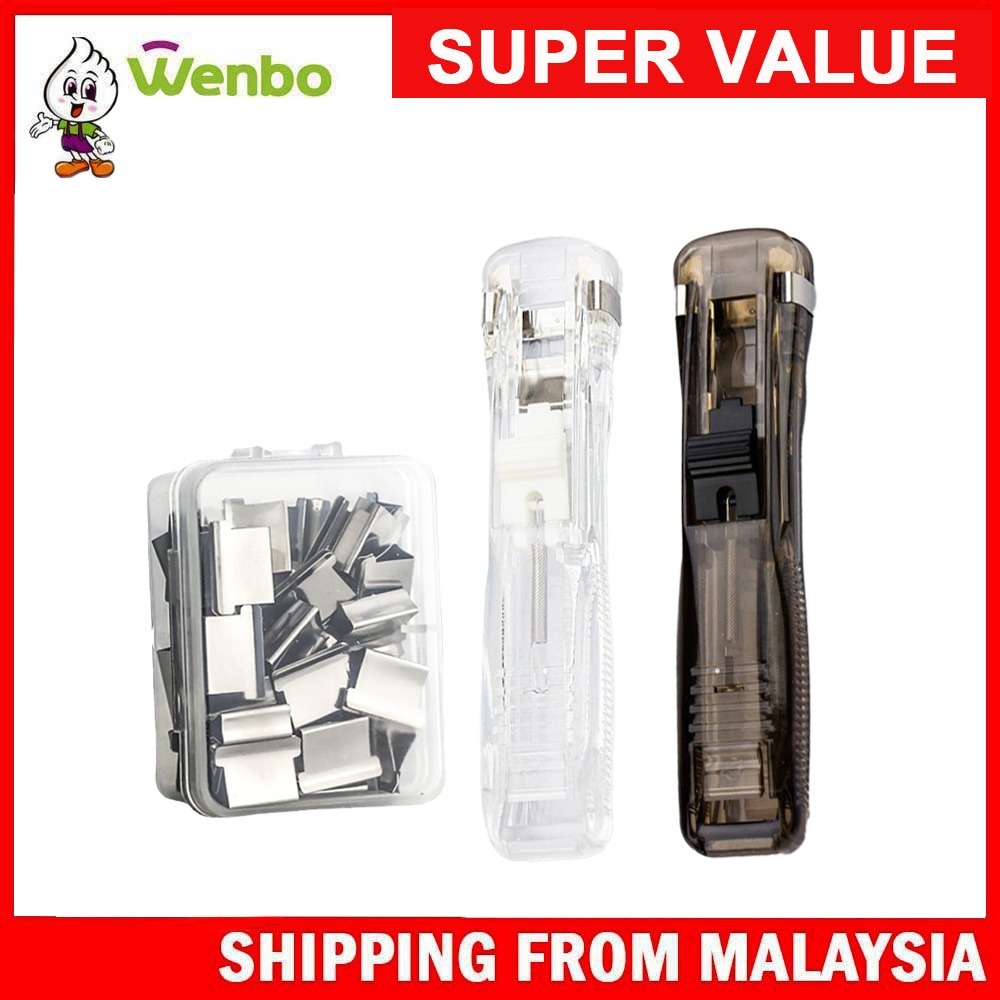 Wenbo คลิปหนีบกระดาษโปร่งใส Pusher Simple Seamless Stapler Clipper แฟ้ม ...