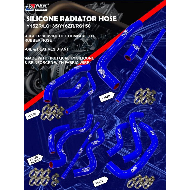Nlk RADIATOR HOSE LC135 RS150 Y16 Y15ZR RACING RADIATOR HOSE BLUE NLK ...