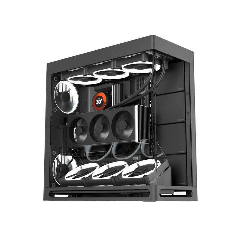 HAVN HS 420 Dual Chamber Mid-Tower PC Case - สีดํา/ขาว | Shopee Thailand