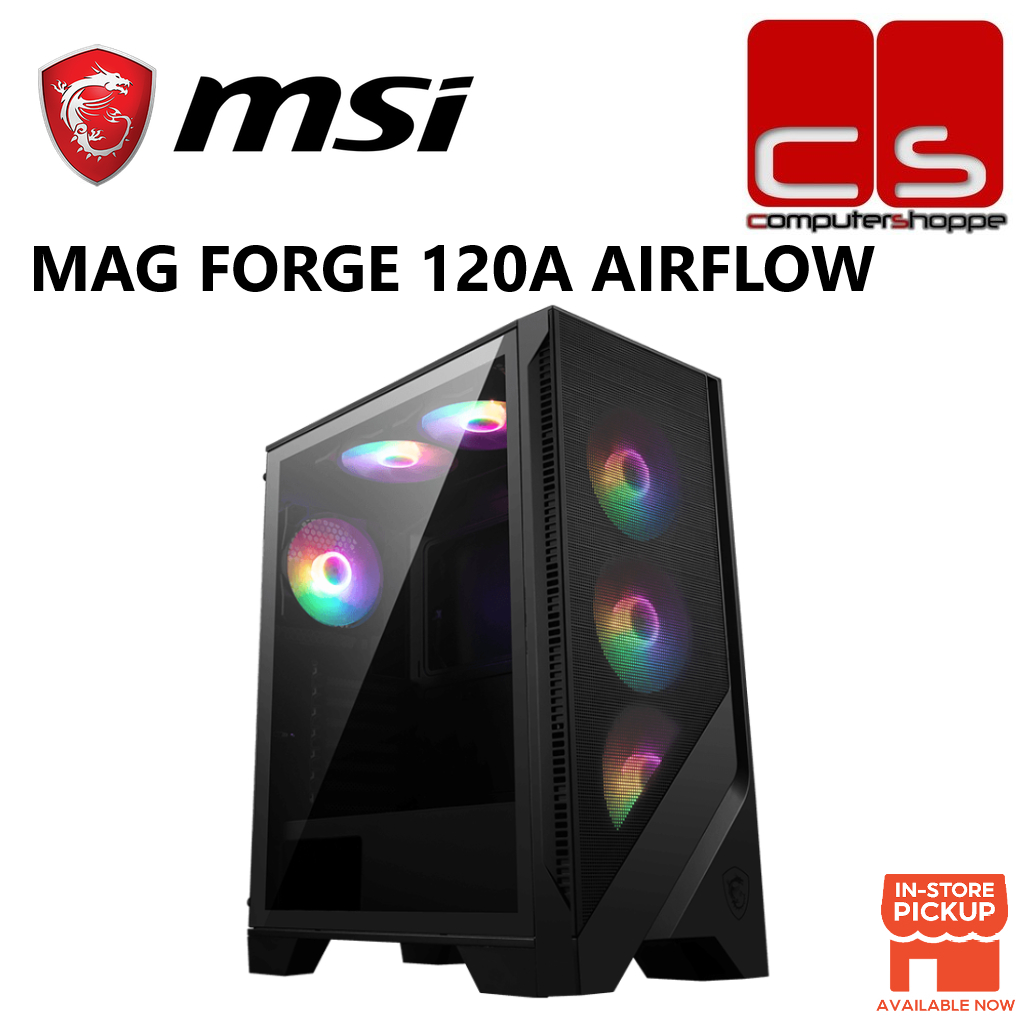 MSI MAG Forge 120A Case PC Mid Tower - Vetro Temperato, 6 Ventole RGB, Supporto GPU Fino A 330mm