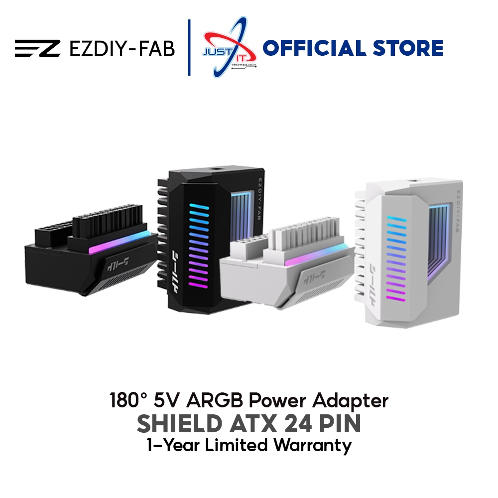 EZDIY-FAB SHIELD ATX 24 PIN 180 5V ARGB POWER ADAPTER - สีดํา / สีขาว ...