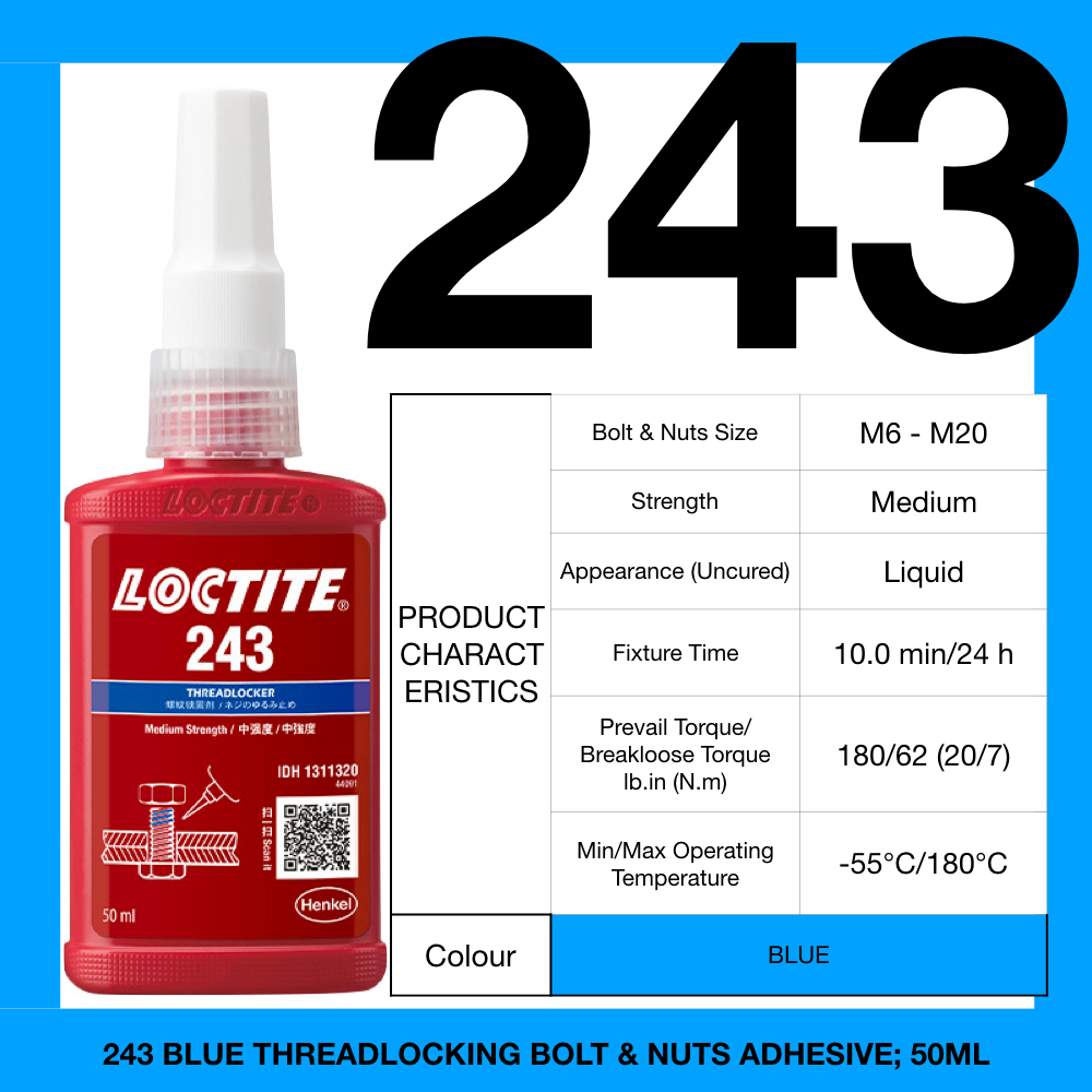QR CODE SCAN 50ml 243 BLUE Bolt Nut Thread Sealant สกรูกาวกาวล็อค ...