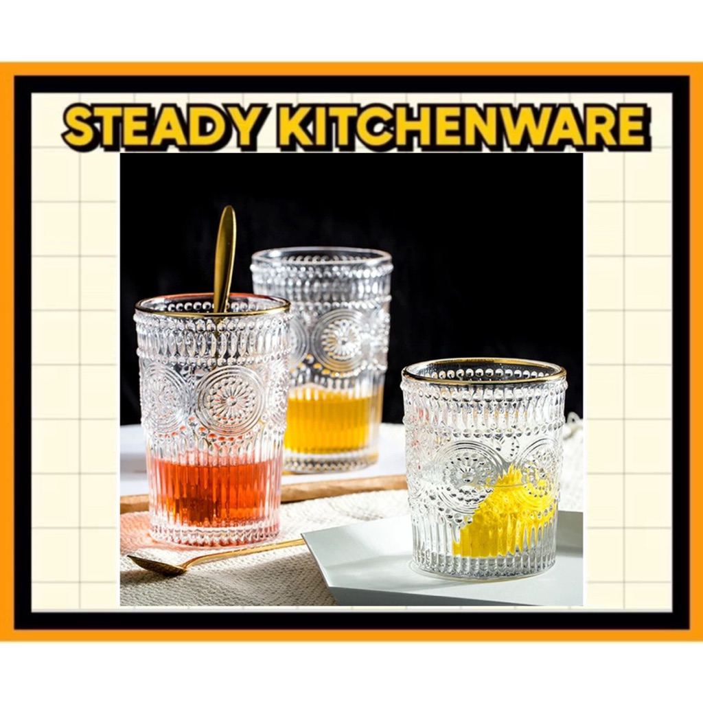 Sunflower Design Juice Glass แก้วกาแฟแก้วเบียร์แก้วนม Cwan Jus Cwan Bir ...