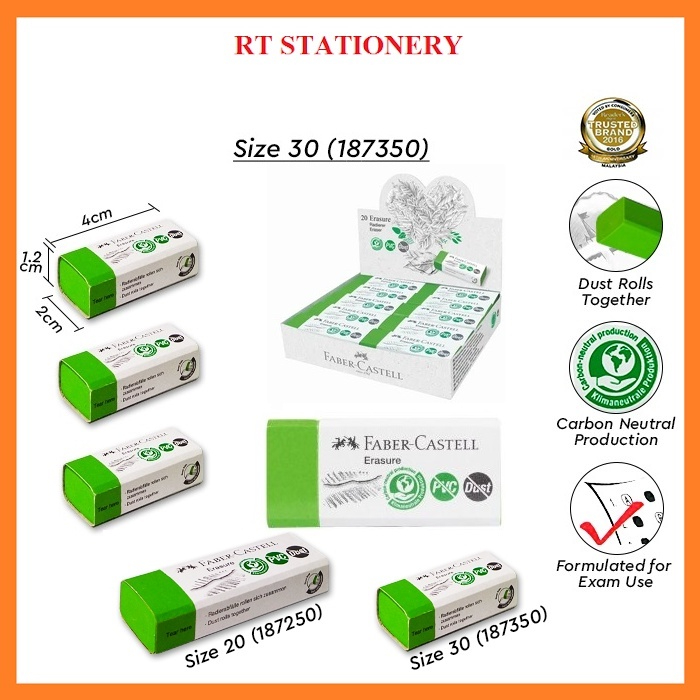 Bright Red Erasers For Graphite Faber-Castell PVC Free Erasers - Pack ...