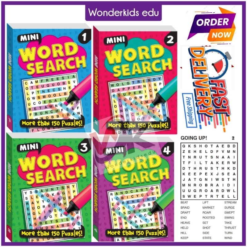 หนังสือค้นหาคําสําหรับเด็ก Mini Word ค้นหา Crossword Puzzle Book Word ...
