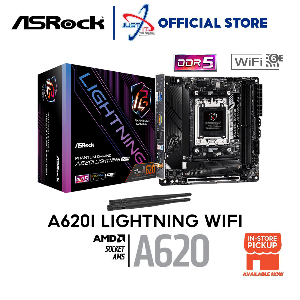 A620I Lightning WiFi – Moederbord Met Ingebouwde WiFi, Geschikt Voor Intel-processors, Compact Formaat, Voor Kleine Systemen 4 miniatura