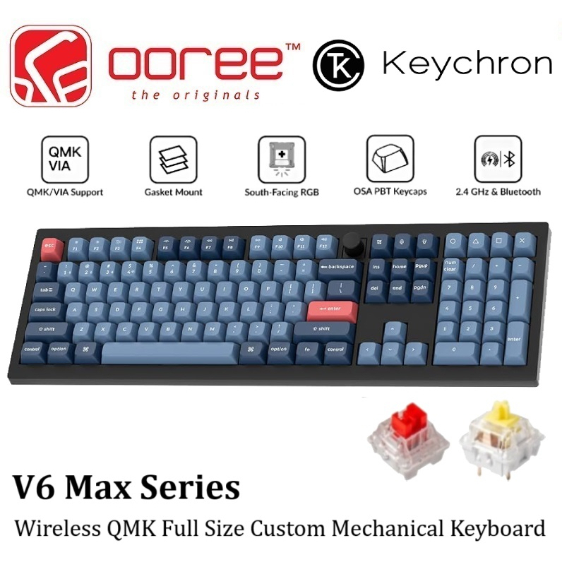 KEYCHRON V6M ไร้สาย QMK CUSTOM MECHANICAL คีย์บอร์ด 2.4GHZ + BLUETOOTH ...