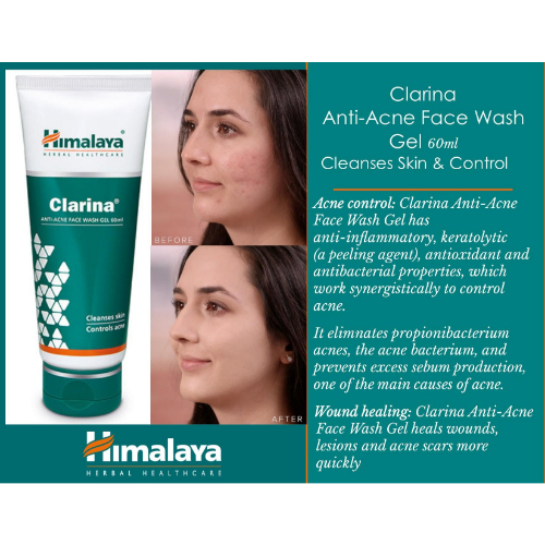 Gel Nettoyant Visage Himalaya Clarina 60 Ml - Anti-acné - Naturel Et Sans Alcool - Frais 2025
