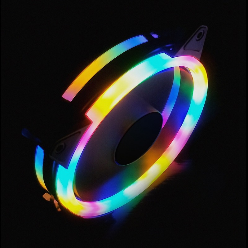 พัดลม RGB PC Dual Ring LED 12 ซม. 120 มม. พัดลมระบายความร้อน Rainbow ...