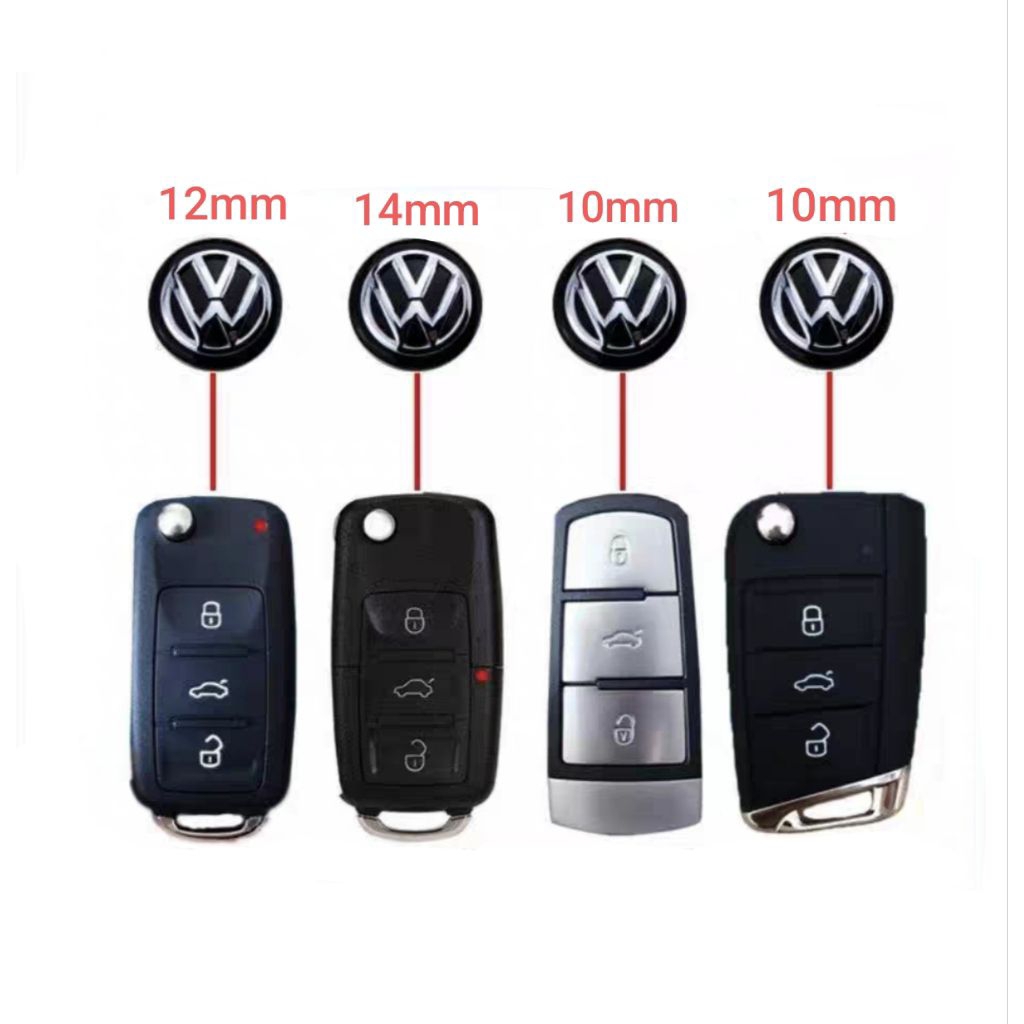 VW VOLKSWAGEN กุญแจรถ FOB REMOTE BADGE โลโก้ EMBLEM STICKER GOLF POLO ...