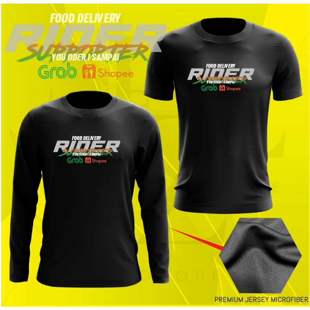 Rider Jersey เสื้อยืดแขนยาวสั้นไมโครไฟเบอร์ Baju Delivery | Shopee Thailand