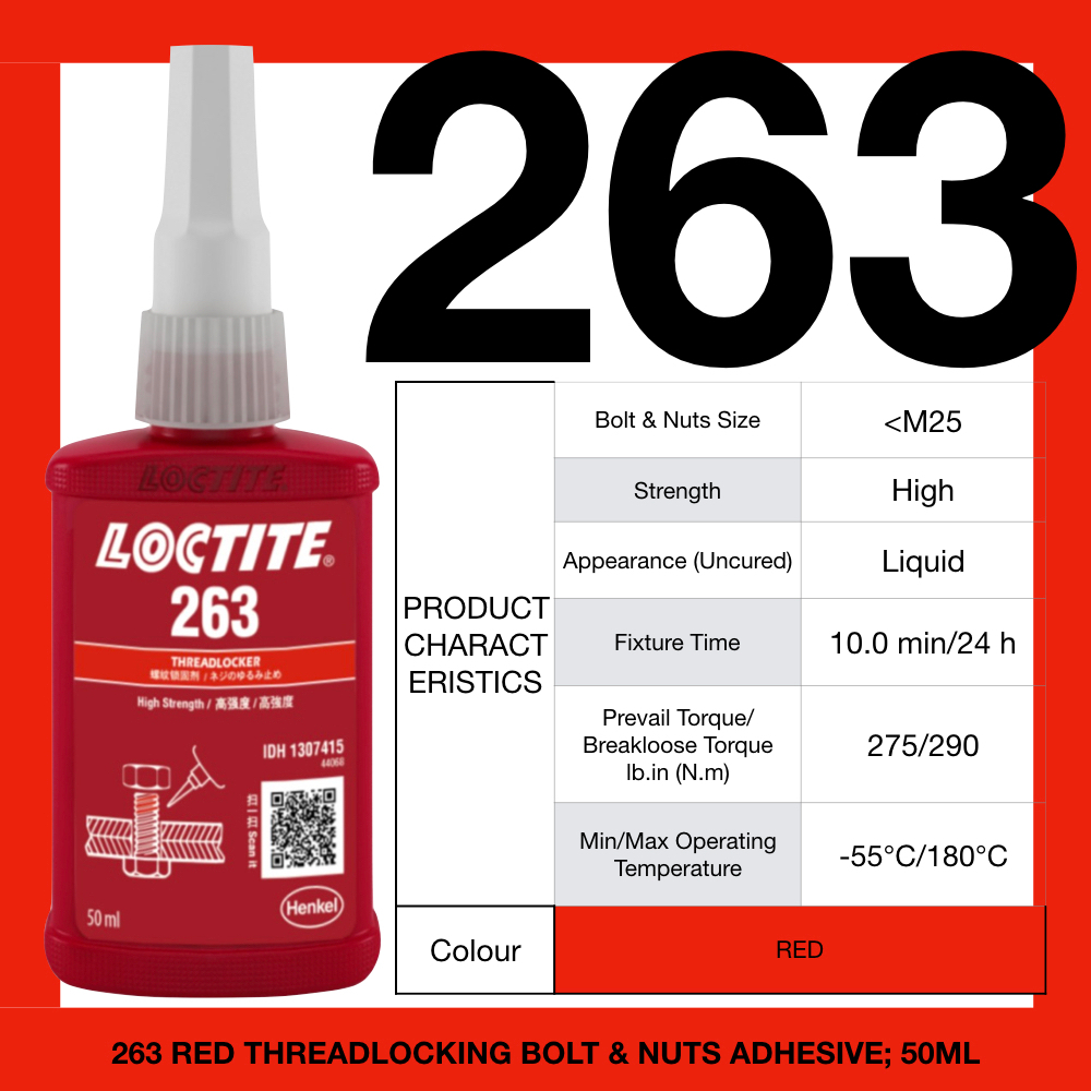 HIGH STRENGTH QR CODE SCAN 50ml 263 RED Bolt Nut Thread Sealant สกรูกาว ...