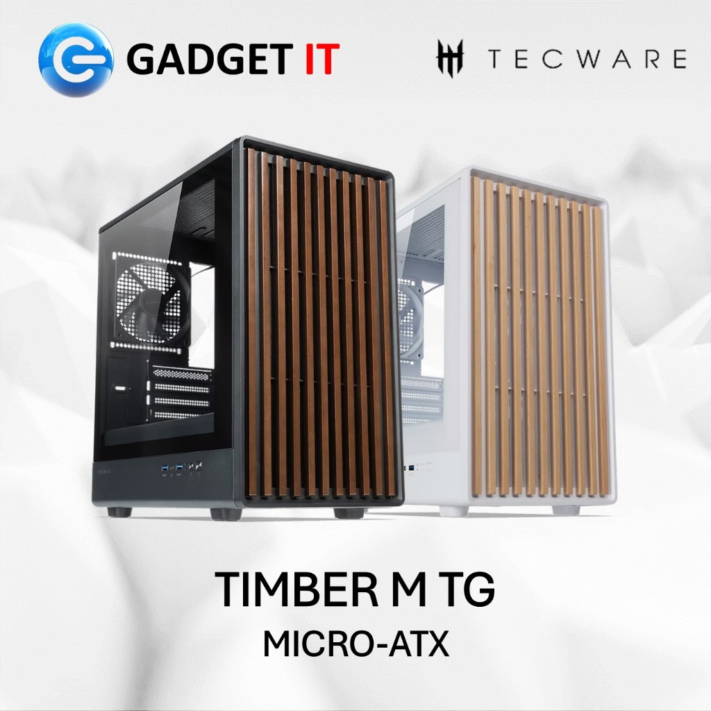 TECWARE TIMBER M TG Micro-ATX แผงไม้ PC ปลอก MID TOWER MATX CASE สีดํา ...