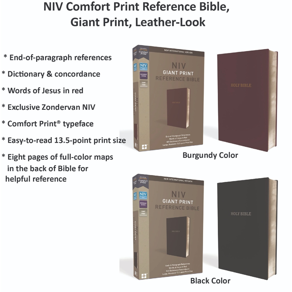 NIV Comfort Print Reference Bible, พิมพ์ยักษ์, หนัง-ดู * พระคัมภีร์ภาษา ...