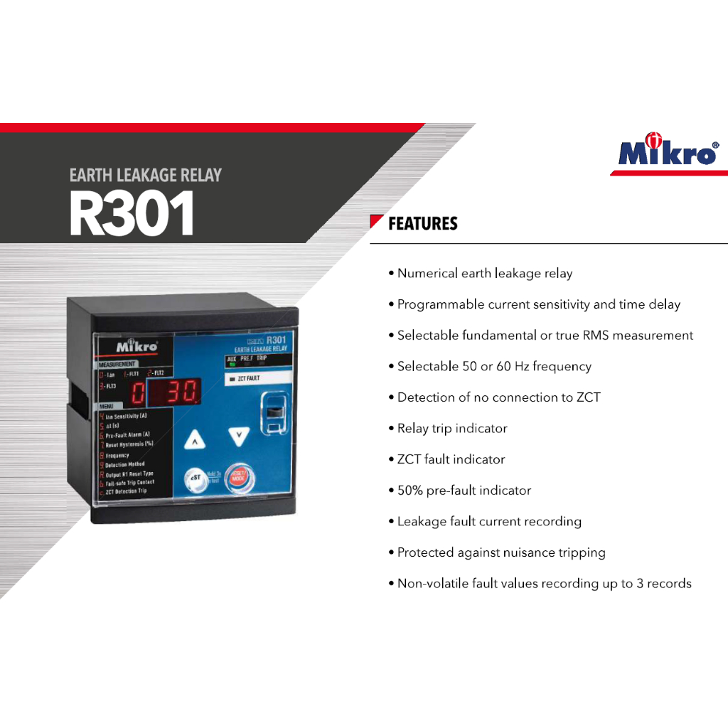 MIKRO Protection Relay -- Earth leakage / Earth fault รีเลย์กระแสเกินรี ...