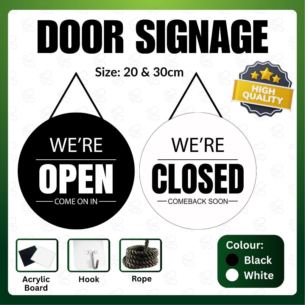 Signage Open Close Acrylic UV High Quality / Papan Tanda Dibuka Tutp 20 ...