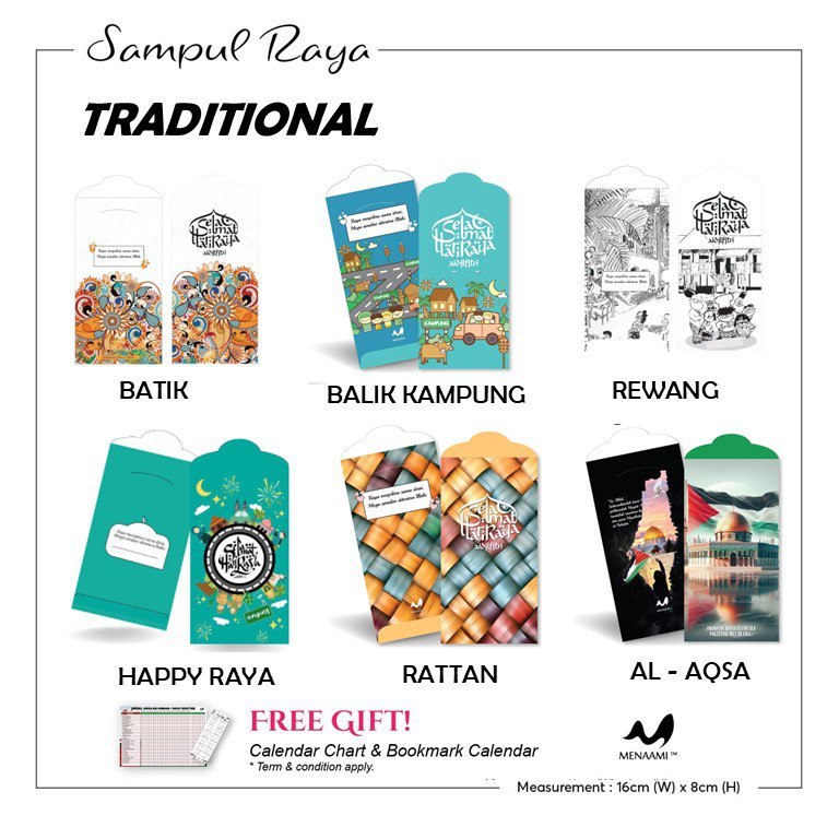 [ Paket 7+1 PERCUMA ] Tradisional SAMPUL Raya Cantik 2025 ANGPAO MONEY ...