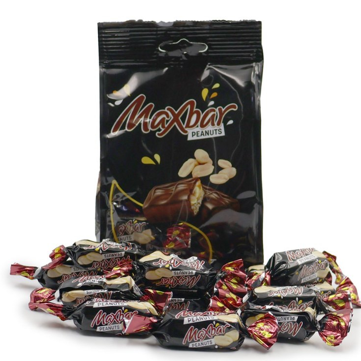 MAXBAR PEANUTS, พรีเมี่ยม MILK CHOCOLATED BAR WITH CARAMEL NOUGAT และ ...