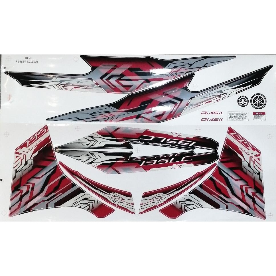 CLEAR STOCK- BODY STICKER SET BODY STRIPE STICKER YAMAHA LC135 V2-V7 ...
