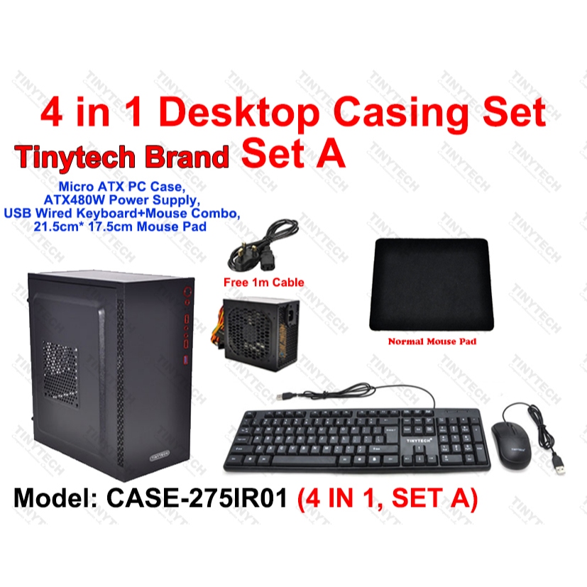 TINYTECH MICRO ATX CASING BUDGET (4IN1) VALUE SET A PC/ DESKTOP MATX ...