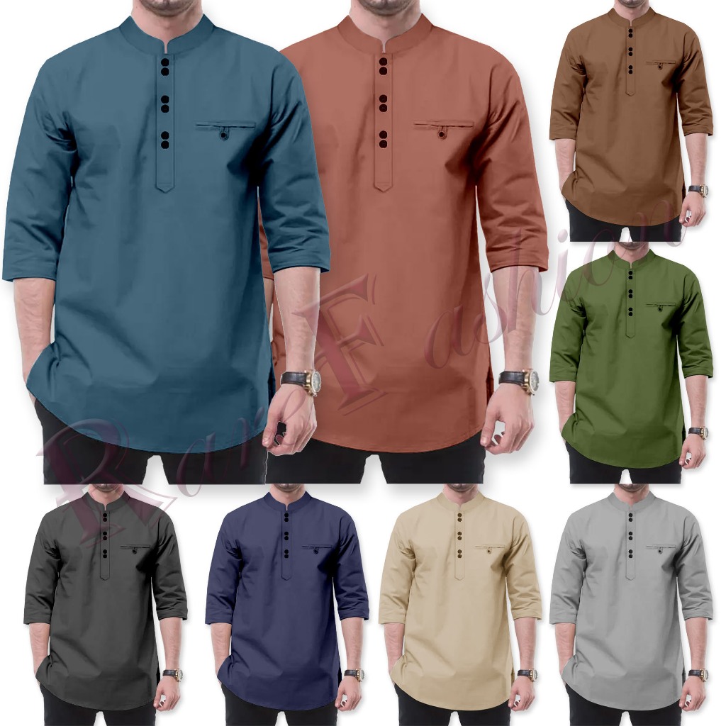 Kurta ผู้ใหญ่ (BERKOLAR) - Viral and Pattern Plain Kuta Hidden Pocket ...