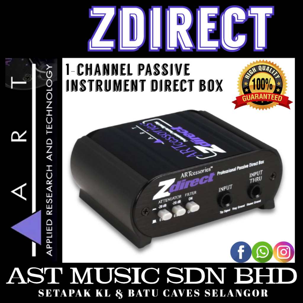 ART Zdirect กล่อง Direct 1 ช่อง Passive Instrument Direct Box | Shopee ...