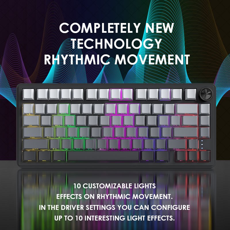 ZIFRIEND RX75 คีย์บอร์ดแบบกลไก 75% เค้าโครง RGB Tri-Mode ปะเก็น ...