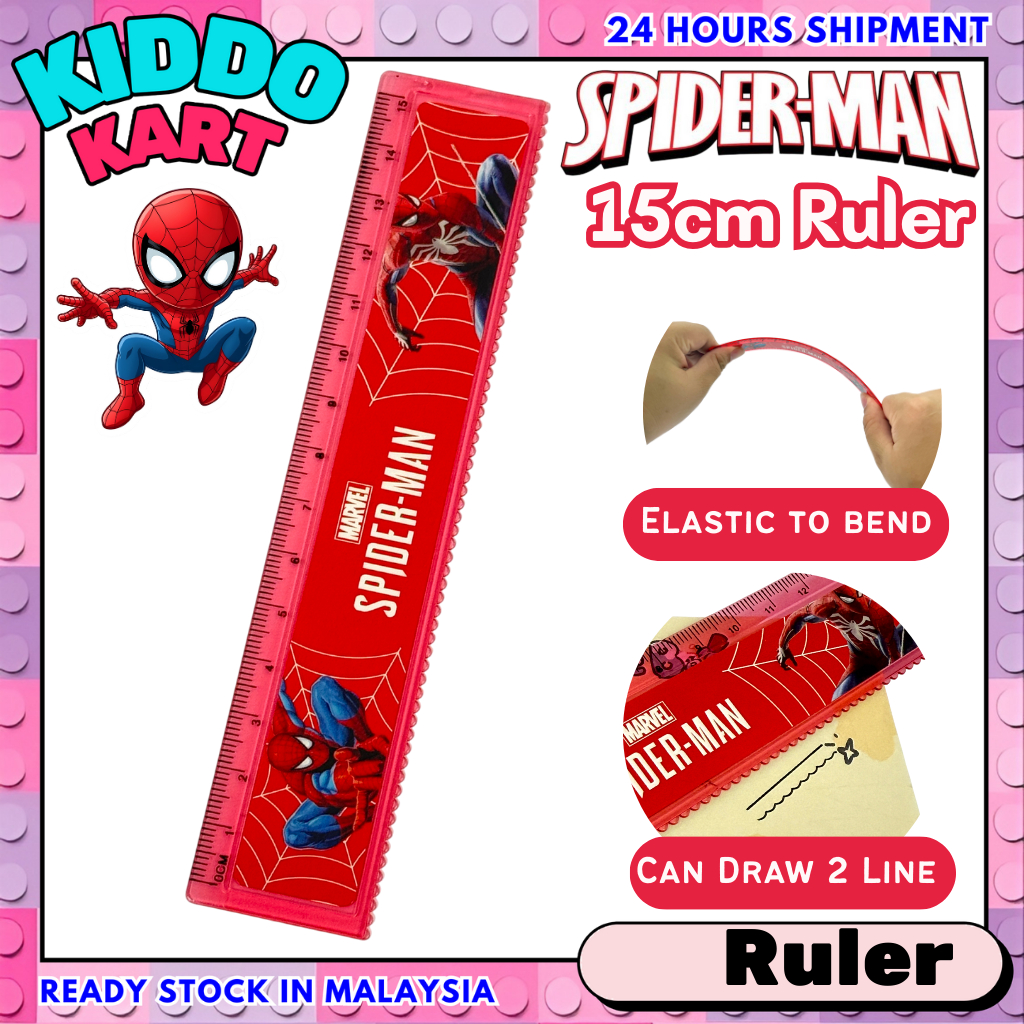 15 ซม.RULER Pembaris kanak pelajar เด็กนักเรียนโปร่งใส Spiderman spidey ...