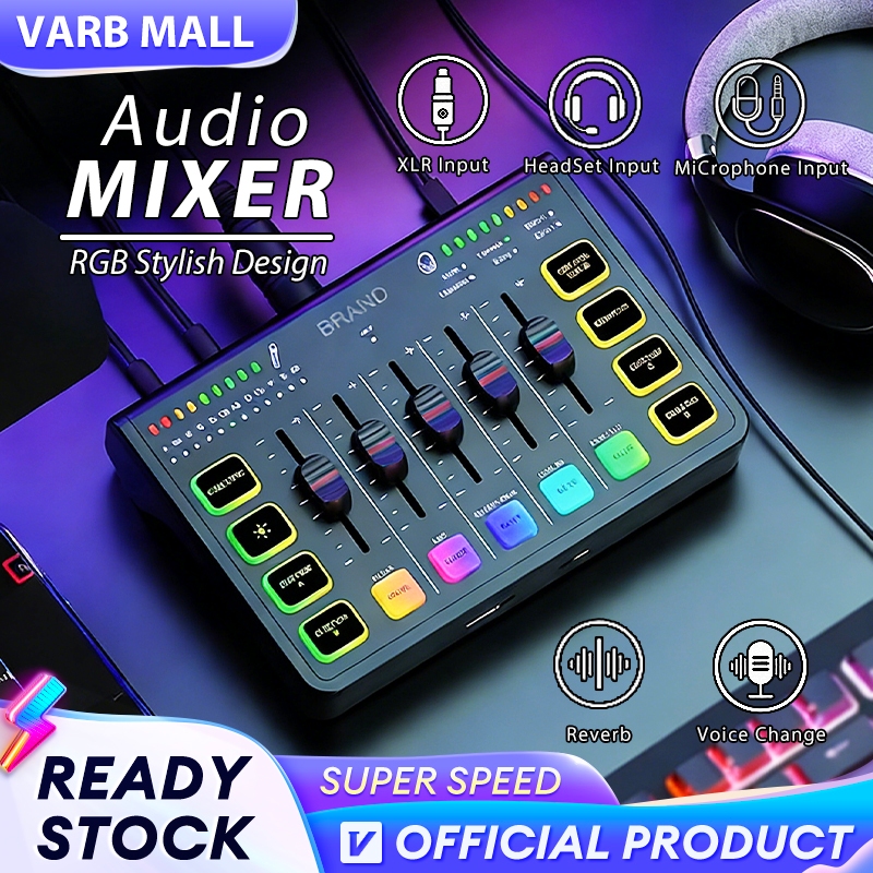 เครื่องผสมเสียงสําหรับเล่นเกม 4 ช่อง Soundboard สตรีมมิ่ง RGB PC Audio ...
