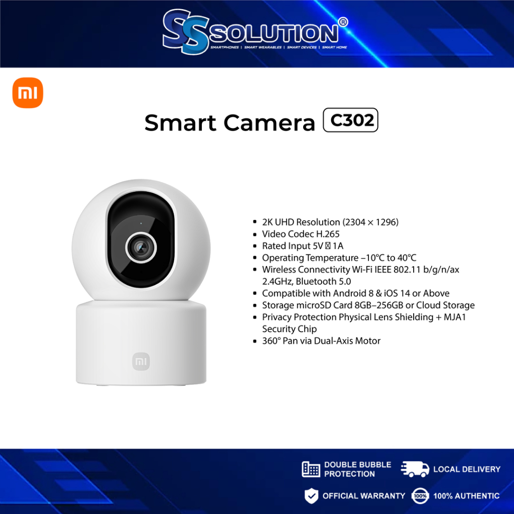 Xiaomi Smart Camera C302 ความละเอียด 3MP UHD Wi-Fi 6 I 360 pan I การโทร ...