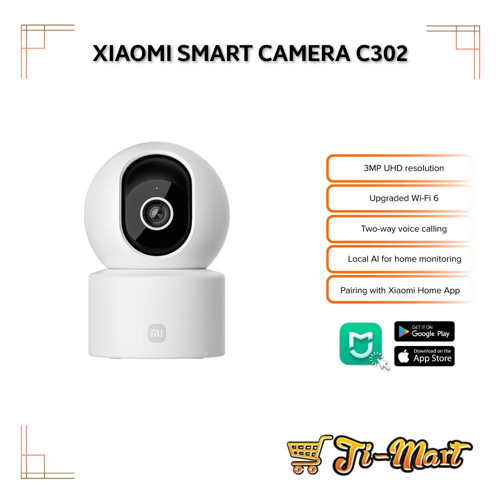 Xiaomi Smart Camera C302 3MP UHD ความละเอียด 360 แพน การโทรด้วยเสียงสอง ...