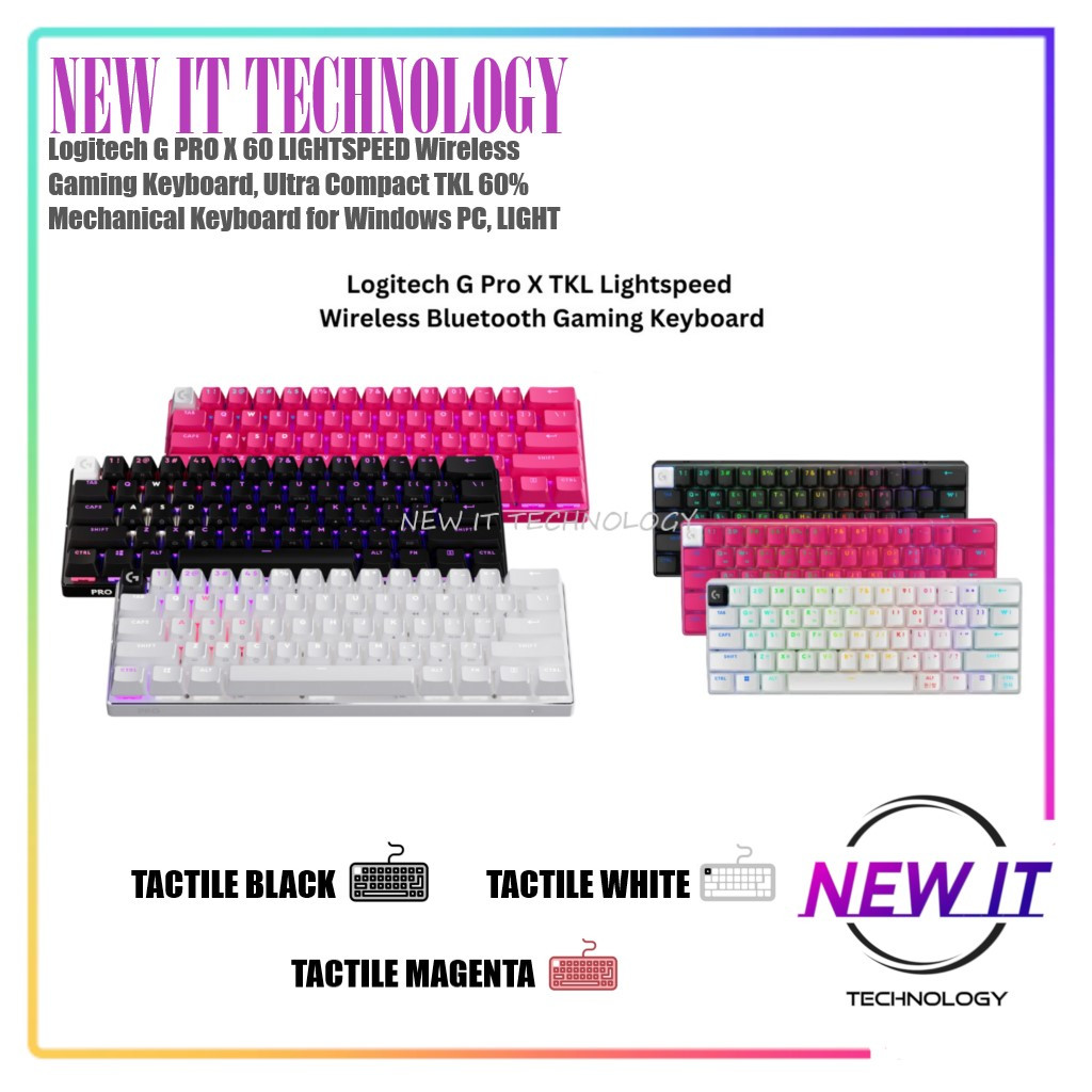 คีย์บอร์ดเกมไร้สาย Logitech G PRO X 60 LIGHTSPEED, คีย์บอร์ดเชิงกล TKL ...