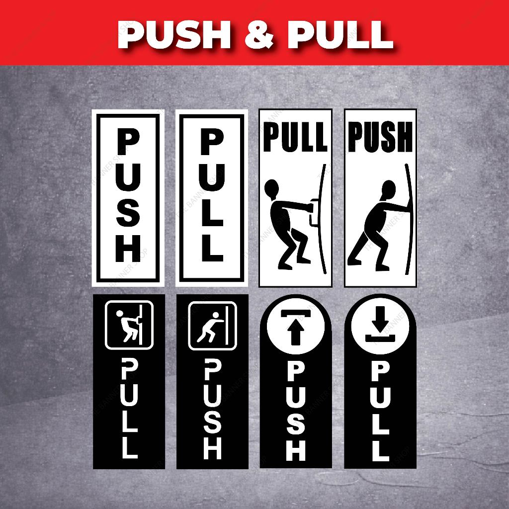 สติ๊กเกอร์ป้าย PVC Push & Pull สําหรับประตู, ป้ายประตู, ป้ายประตู ...