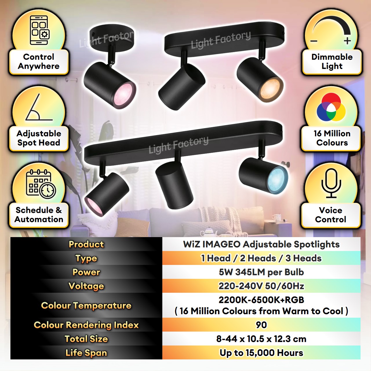 ใหม่ Philips Wiz IMAGEO LED Spotlight 1/2/3 หัว Track Light GU10 5W LED ...