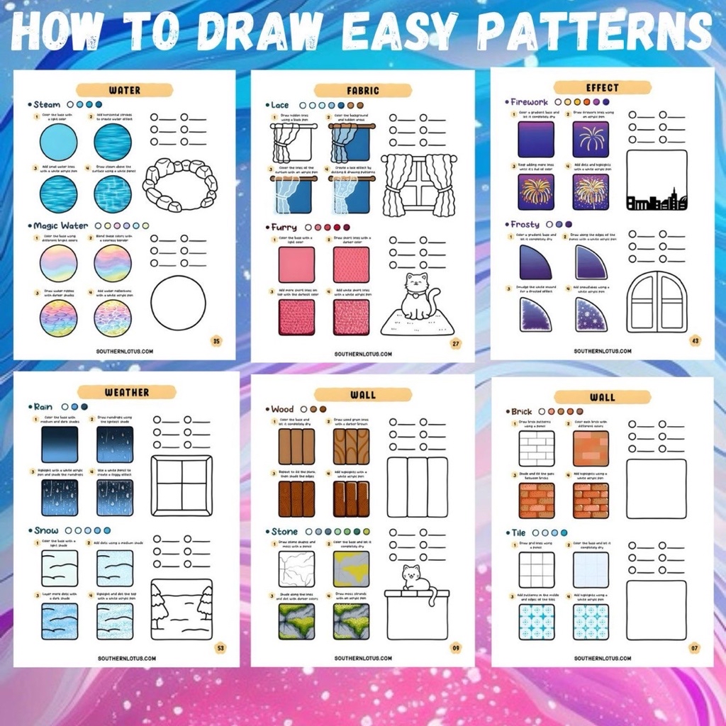HOW TO DRAW EASY PATTERN – สมุดระบายสีสําหรับเด็ก วัยรุ่น และผู้ใหญ่ A5 ...