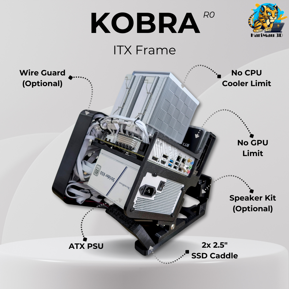 [ Kobra ] ITX PC Frame / Stand / Test Bench - วัสดุ PETG ( ITX Mobo ...